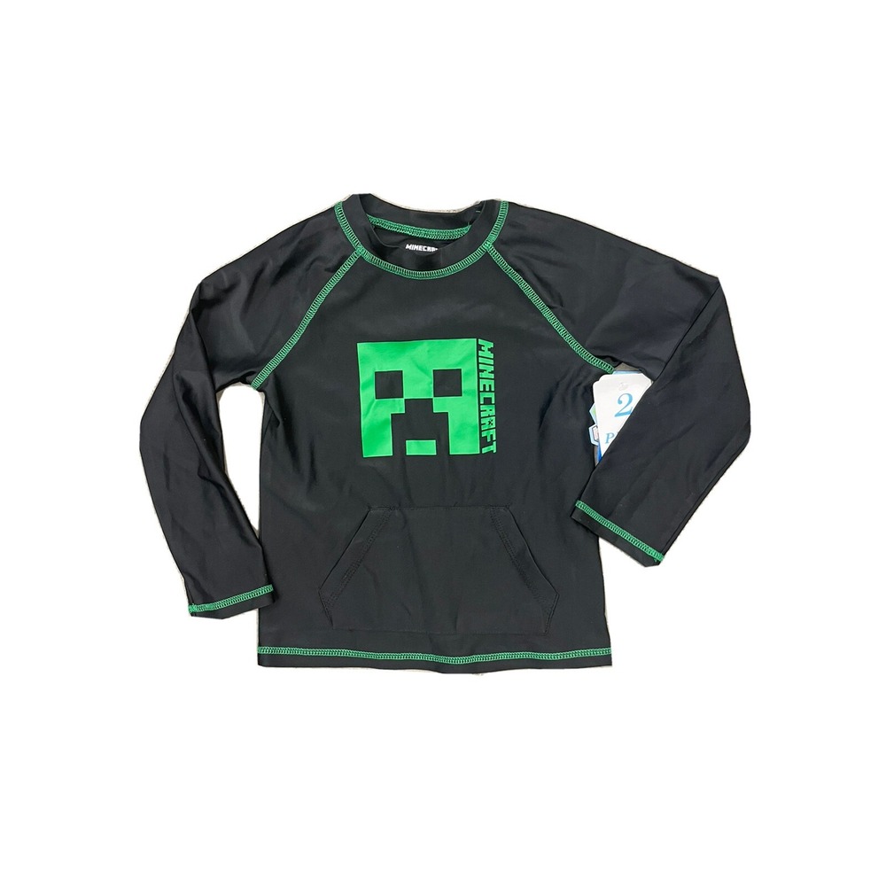 Minecraft Black and Green UPF 50+ Sun Shirt Boys Size 4T